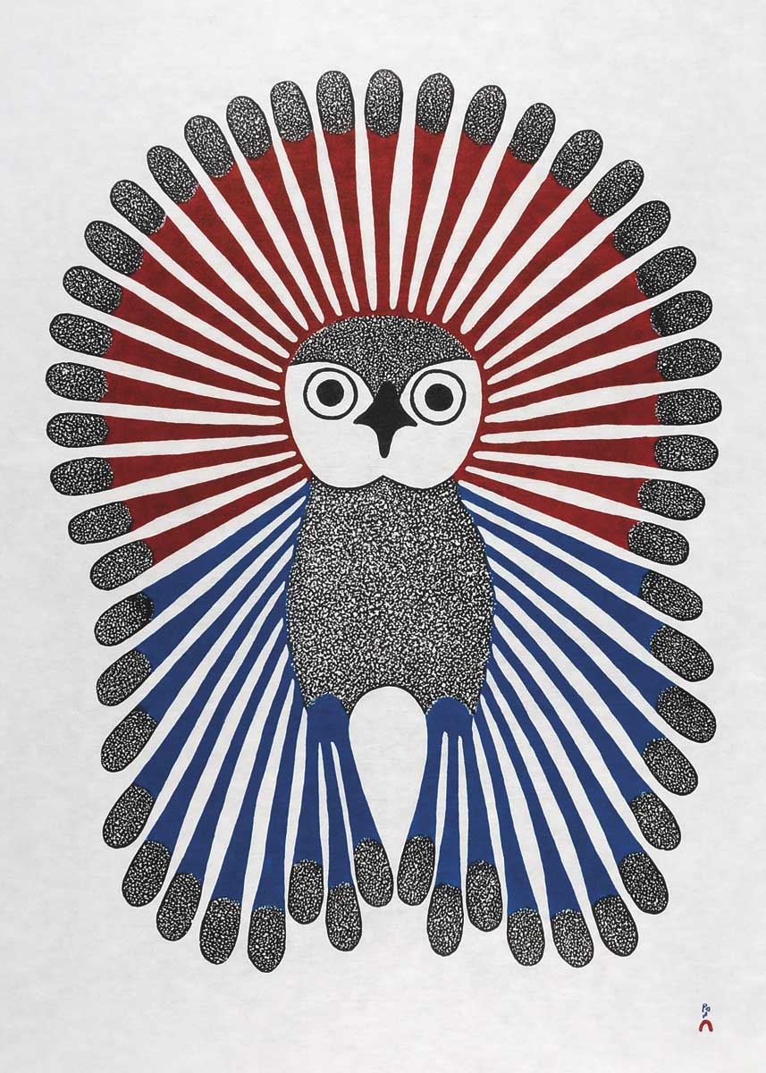 Vibrant Young Owl, 2001, stonecut (76.5 x 62 cm)